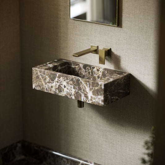 Tassilo Dark Emperador Marble Wall Hung Basin 600mm
