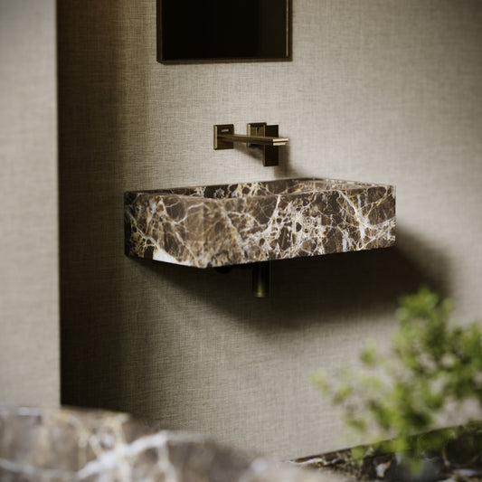 Tassilo Dark Emperador Marble Wall Hung Basin 600mm
