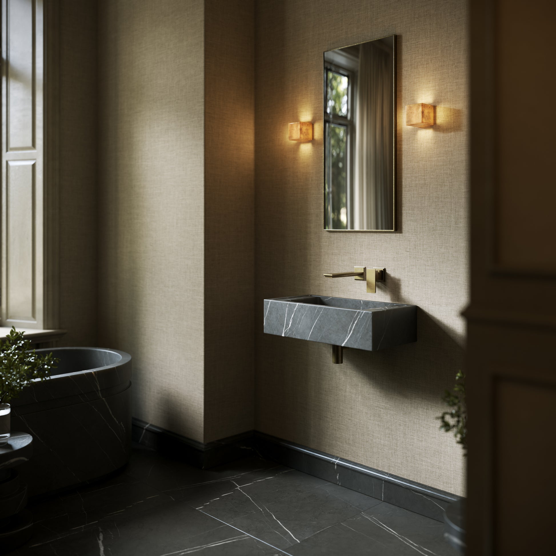 Tassilo Pietra Grey Marble Wall Hung Basin 600mm
