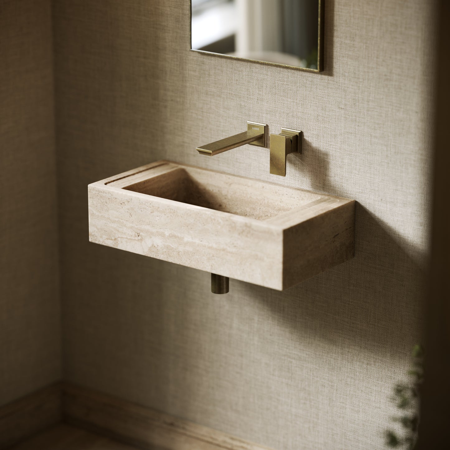 Tassilo Travertine Stone Wall Hung Basin 600mm