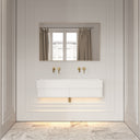 Thinn Matte White Double Vanity Unit with Stone Basin 1200mm