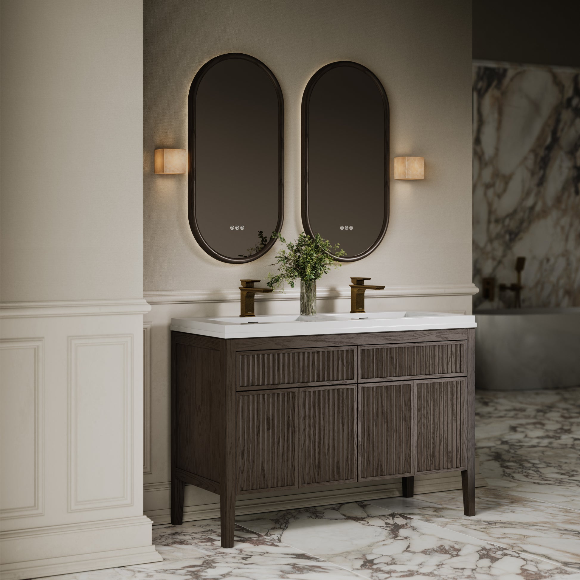 Tiffany Grey Oak Wood Grain Double Vanity Unit 1200mm