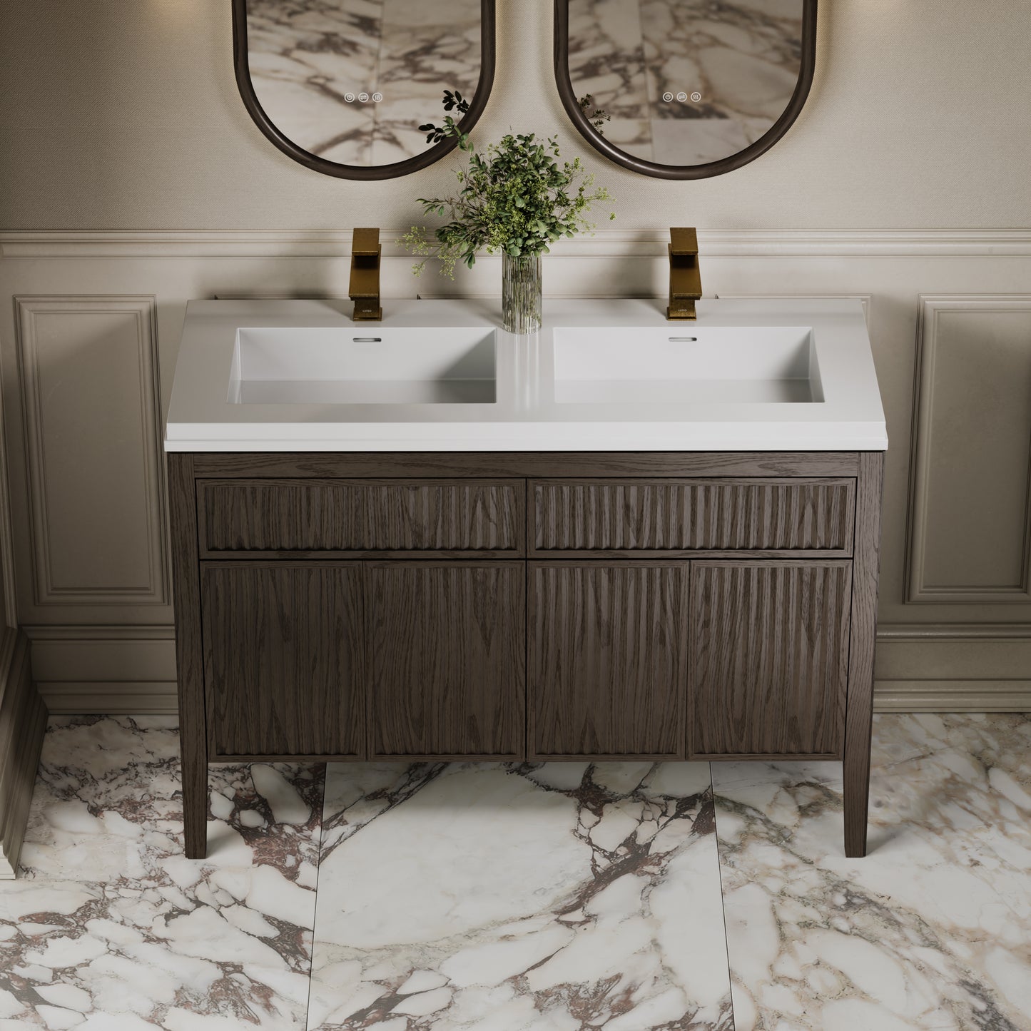 Tiffany Grey Oak Wood Grain Double Vanity Unit 1200mm