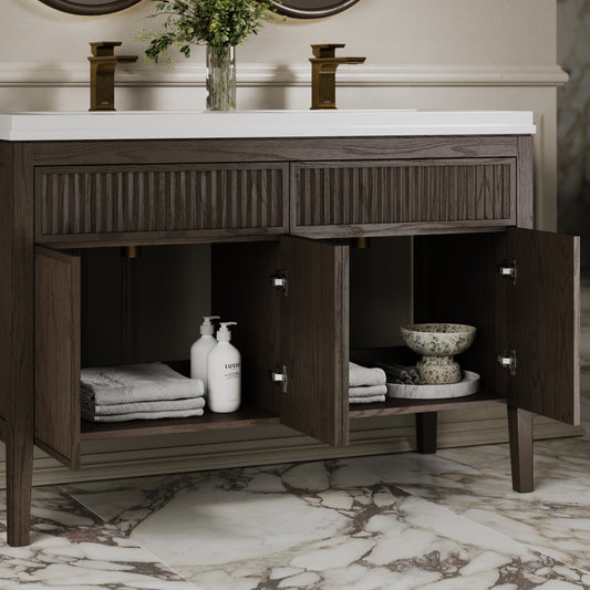 Tiffany Grey Oak Wood Grain Double Vanity Unit 1200mm