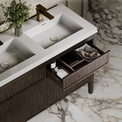 Tiffany Grey Oak Wood Grain Double Vanity Unit 1200mm