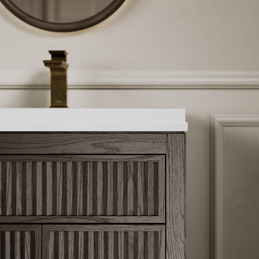 Tiffany Grey Oak Wood Grain Double Vanity Unit 1200mm