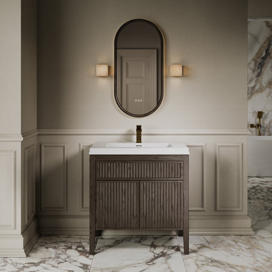 Tiffany Grey Oak Wood Grain Vanity Unit 800mm