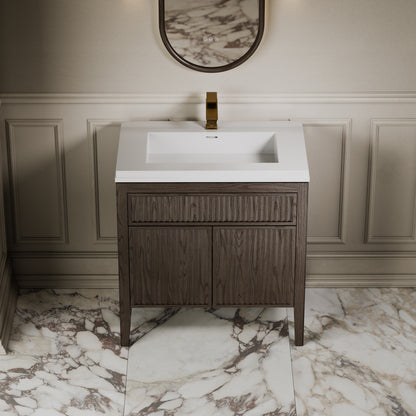 Tiffany Grey Oak Wood Grain Vanity Unit 800mm