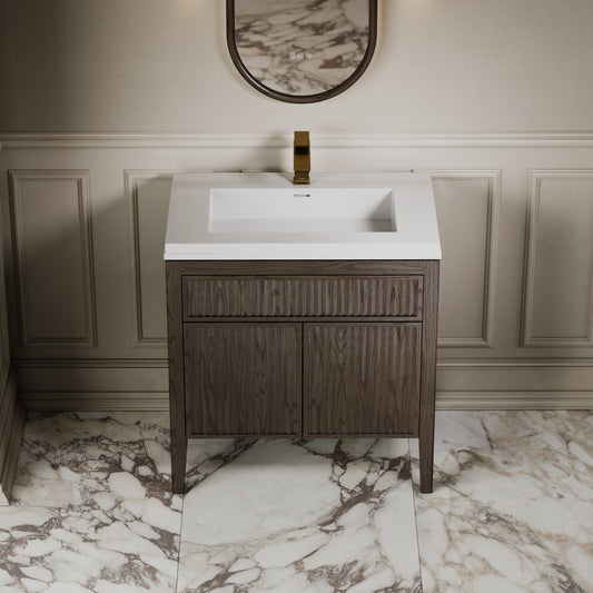 Tiffany Grey Oak Wood Grain Vanity Unit 800mm