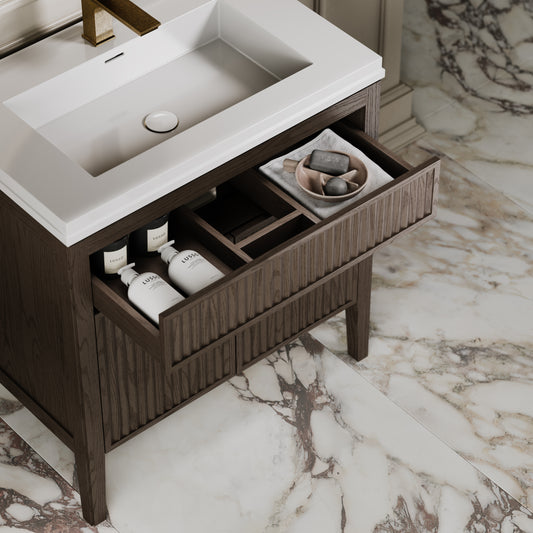 Tiffany Grey Oak Wood Grain Vanity Unit 800mm