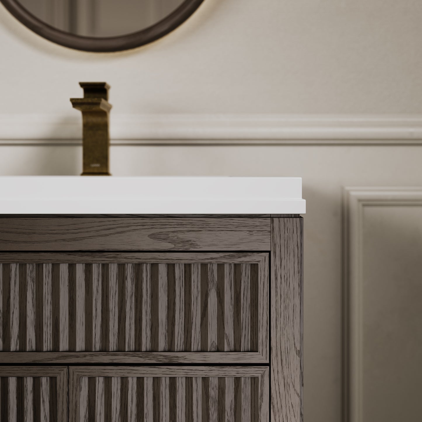 Tiffany Grey Oak Wood Grain Vanity Unit 800mm