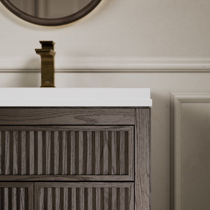 Tiffany Grey Oak Wood Grain Vanity Unit 800mm