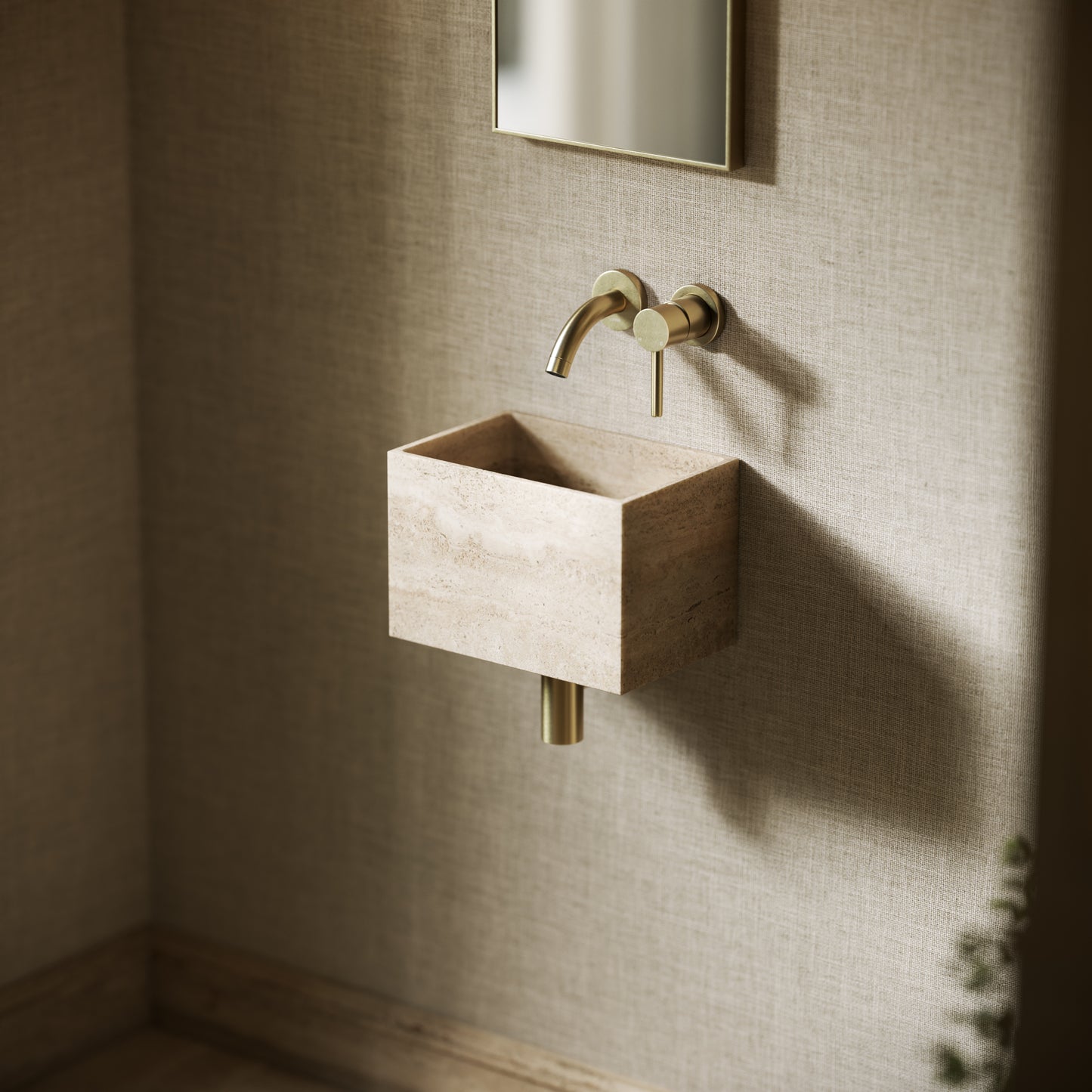 Tucci Travertine Stone Wall Hung Basin 300mm