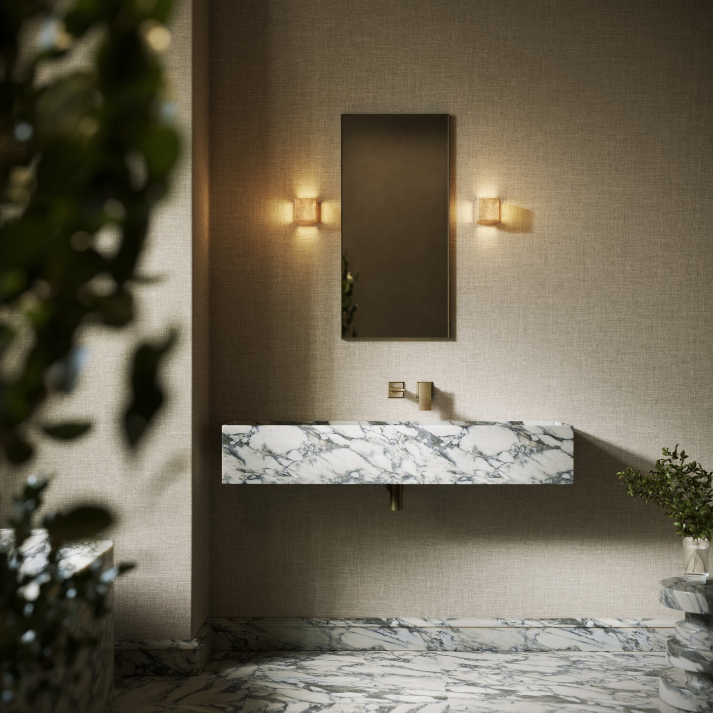 Tucci Arabescato Marble Wall Hung Basin 1200mm