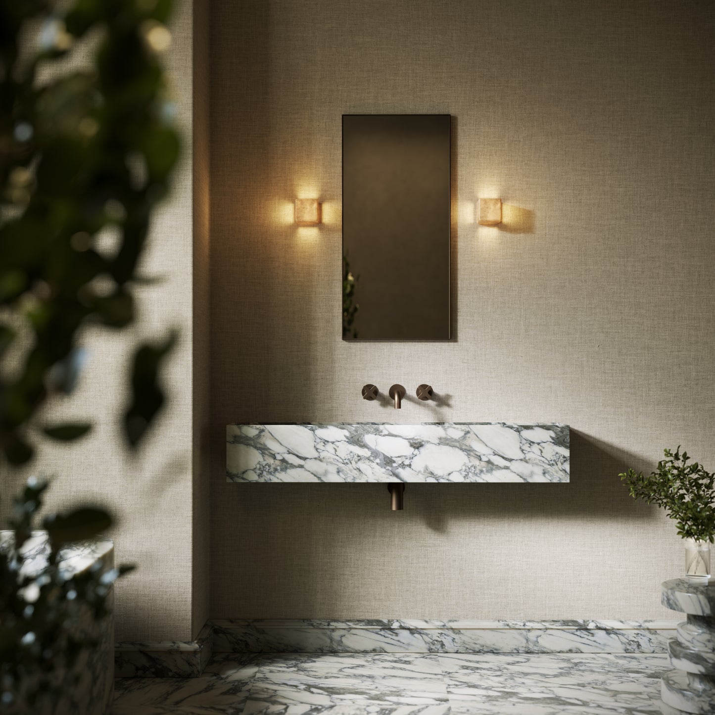 Tucci Arabescato Marble Wall Hung Basin 1200mm