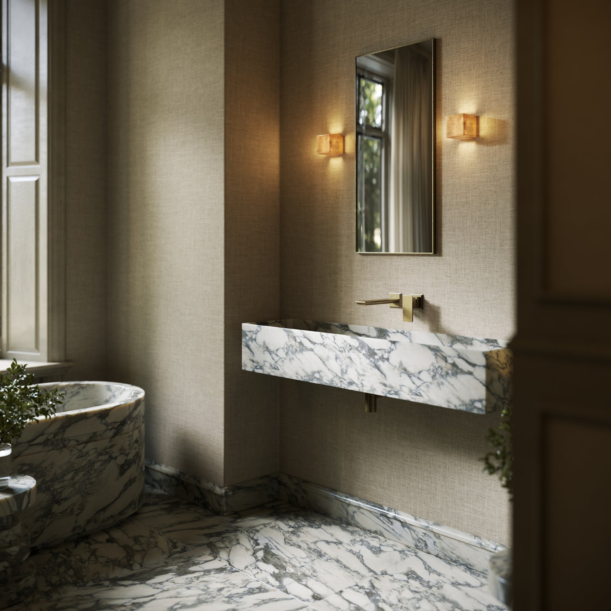 Tucci Arabescato Marble Wall Hung Basin 1200mm