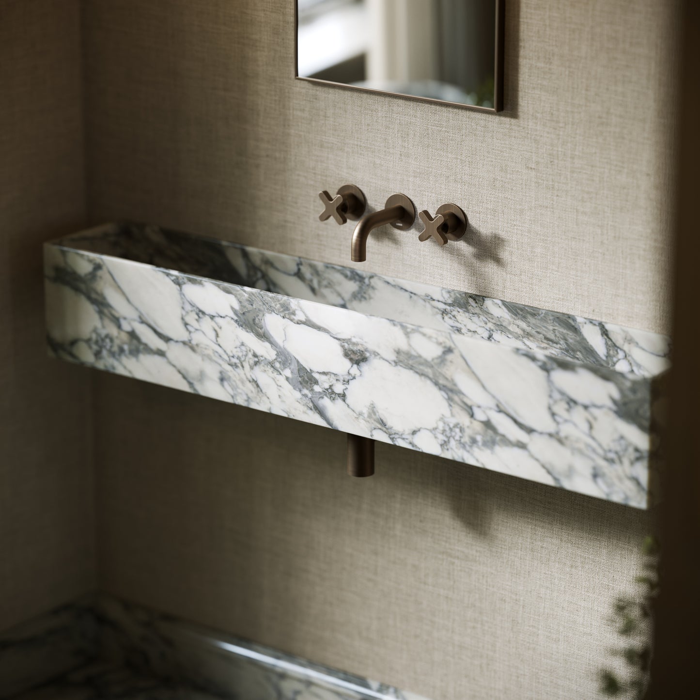 Tucci Arabescato Marble Wall Hung Basin 1200mm