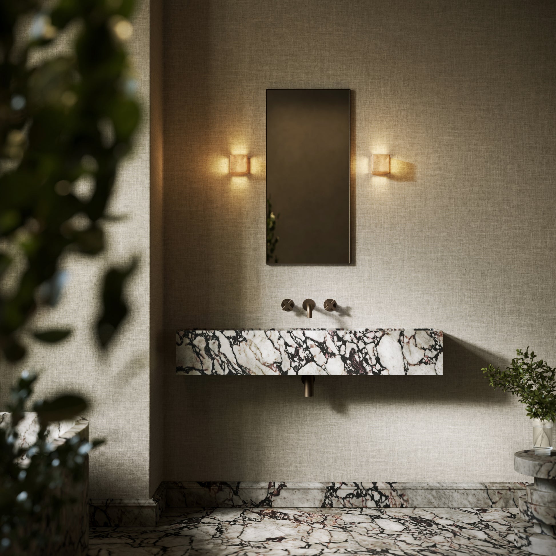 Tucci Calacatta Viola Marble Wall Hung Basin 1200mm