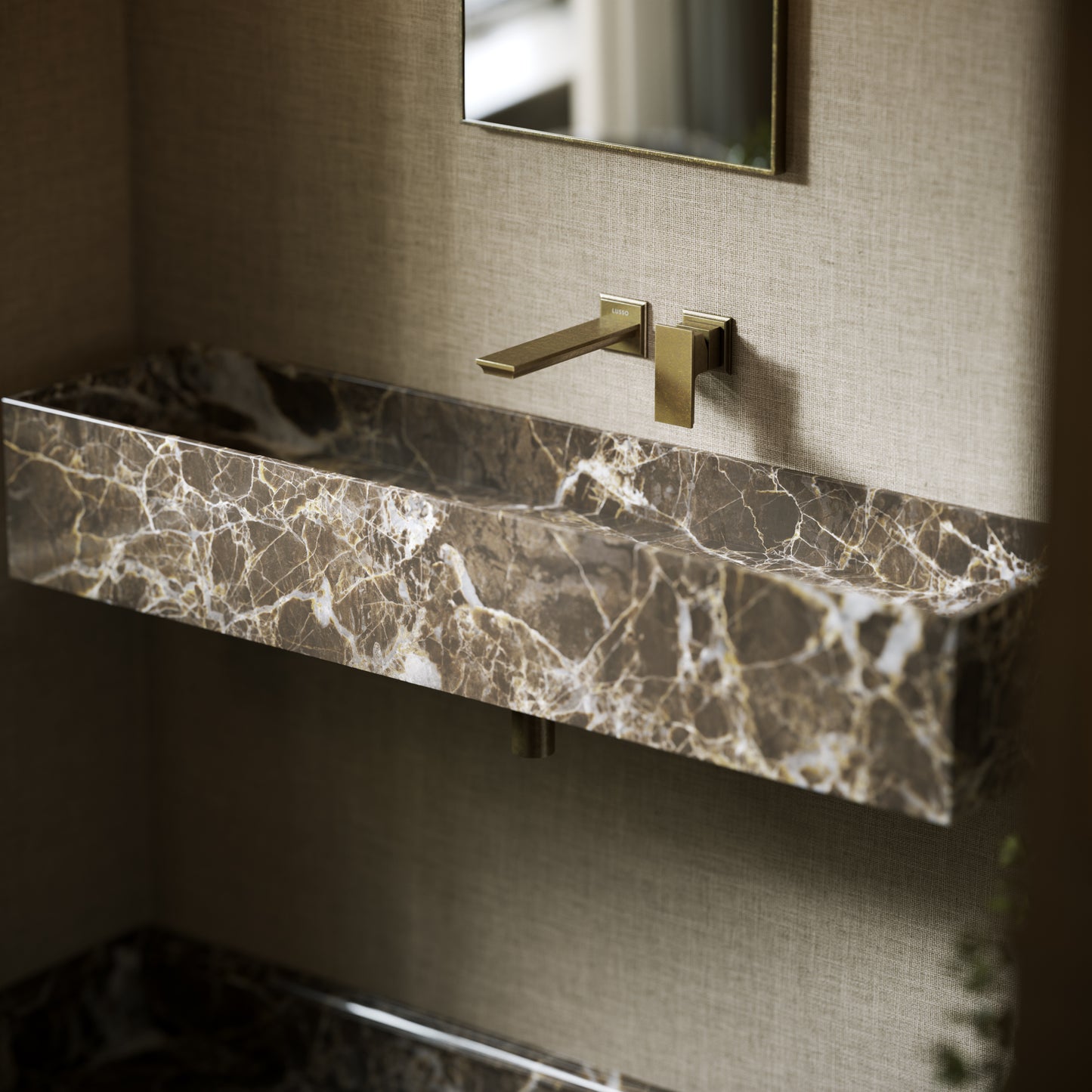 Tucci Dark Emperador Marble Wall Hung Basin 1200mm