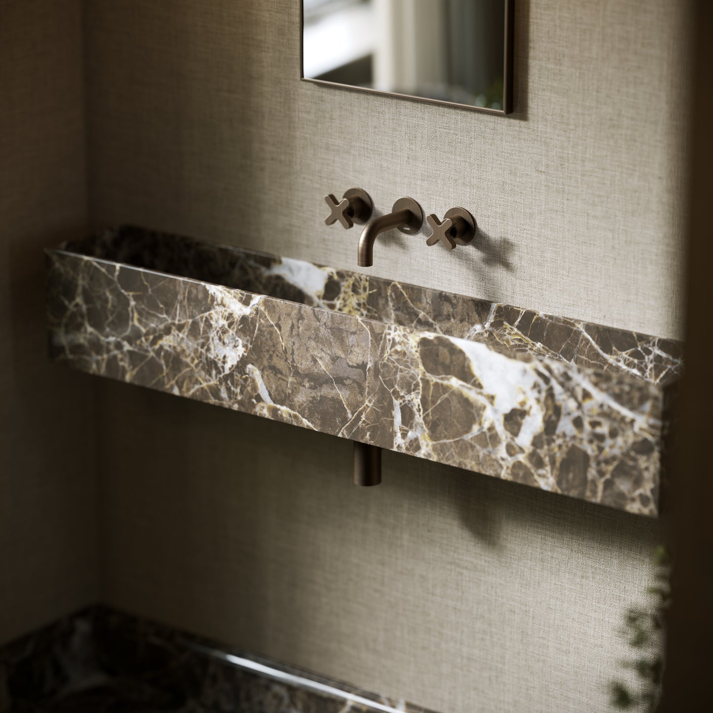 Tucci Dark Emperador Marble Wall Hung Basin 1200mm