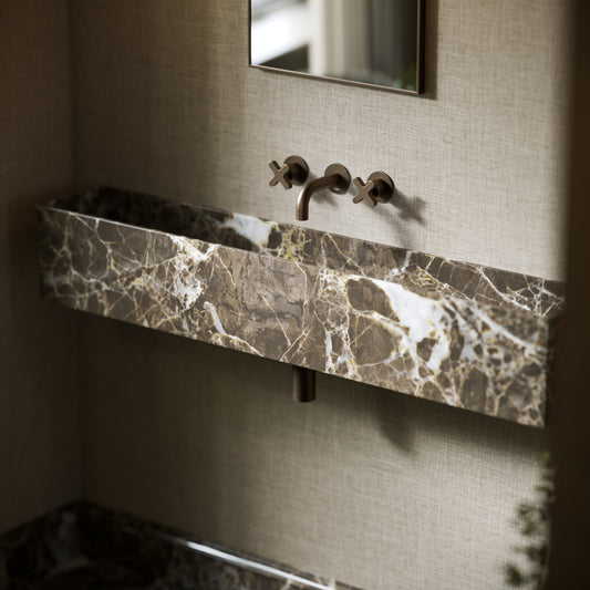 Tucci Dark Emperador Marble Wall Hung Basin 1200mm