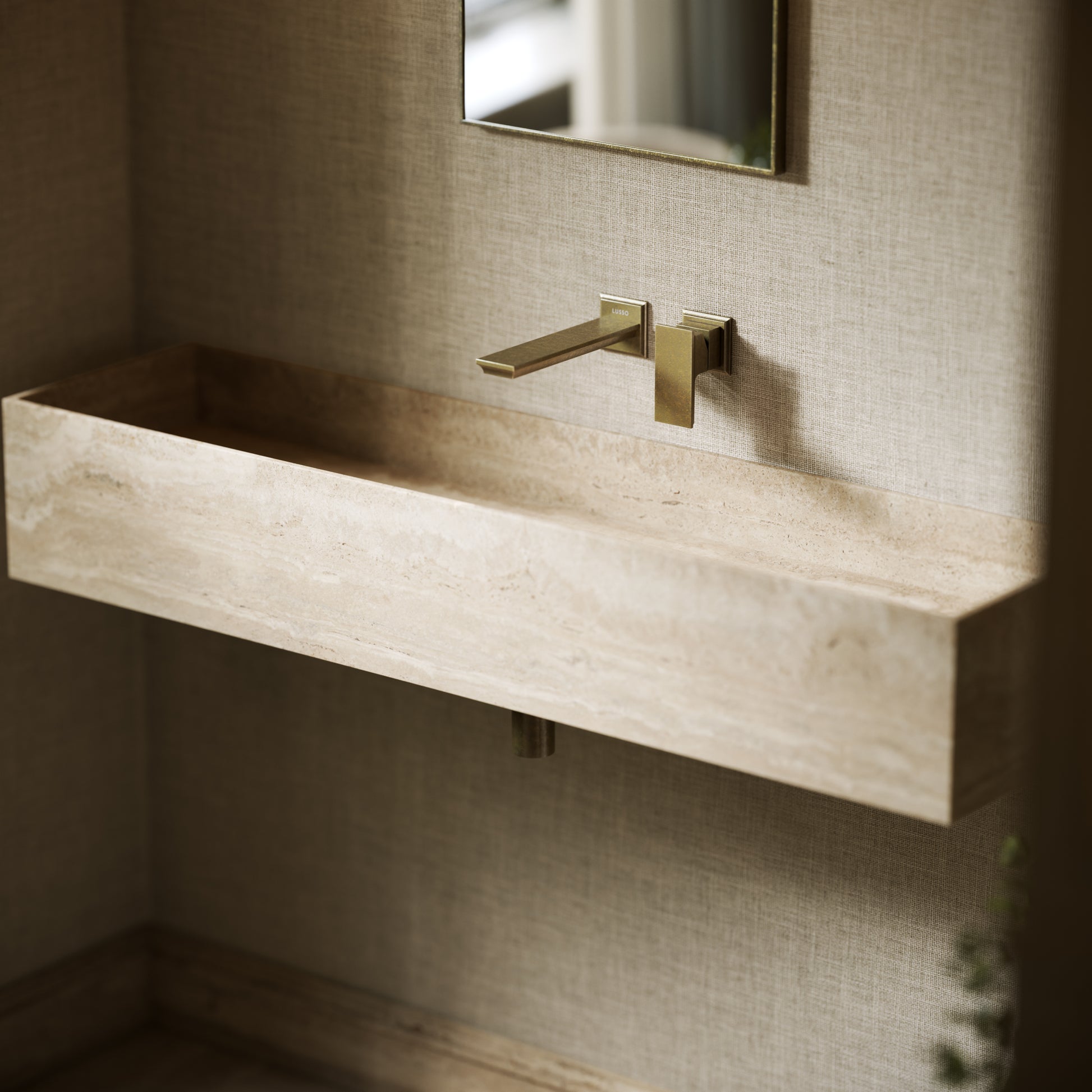 Tucci Travertine Stone Wall Hung Basin 1200mm