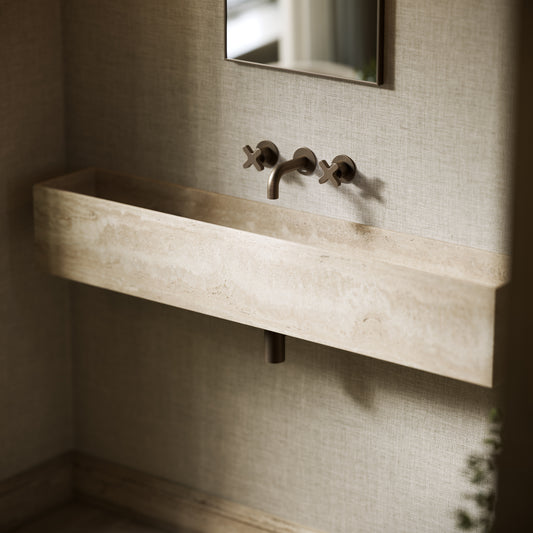 Tucci Travertine Stone Wall Hung Basin 1200mm