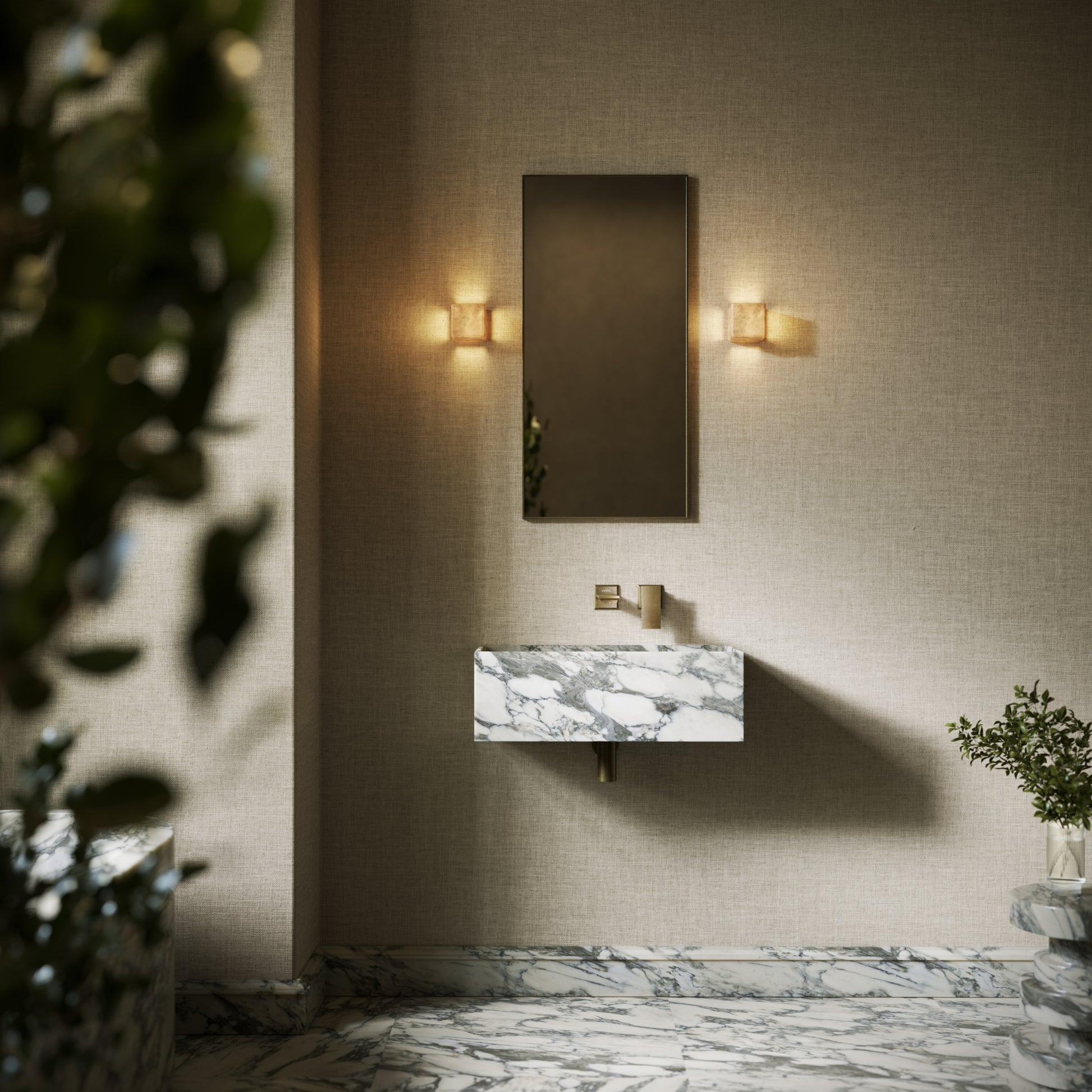 Tucci Arabescato Marble Wall Hung Basin 600mm