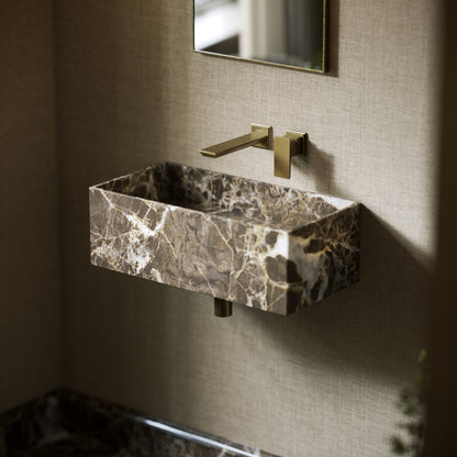 Tucci Dark Emperador Marble Wall Hung Basin 600mm