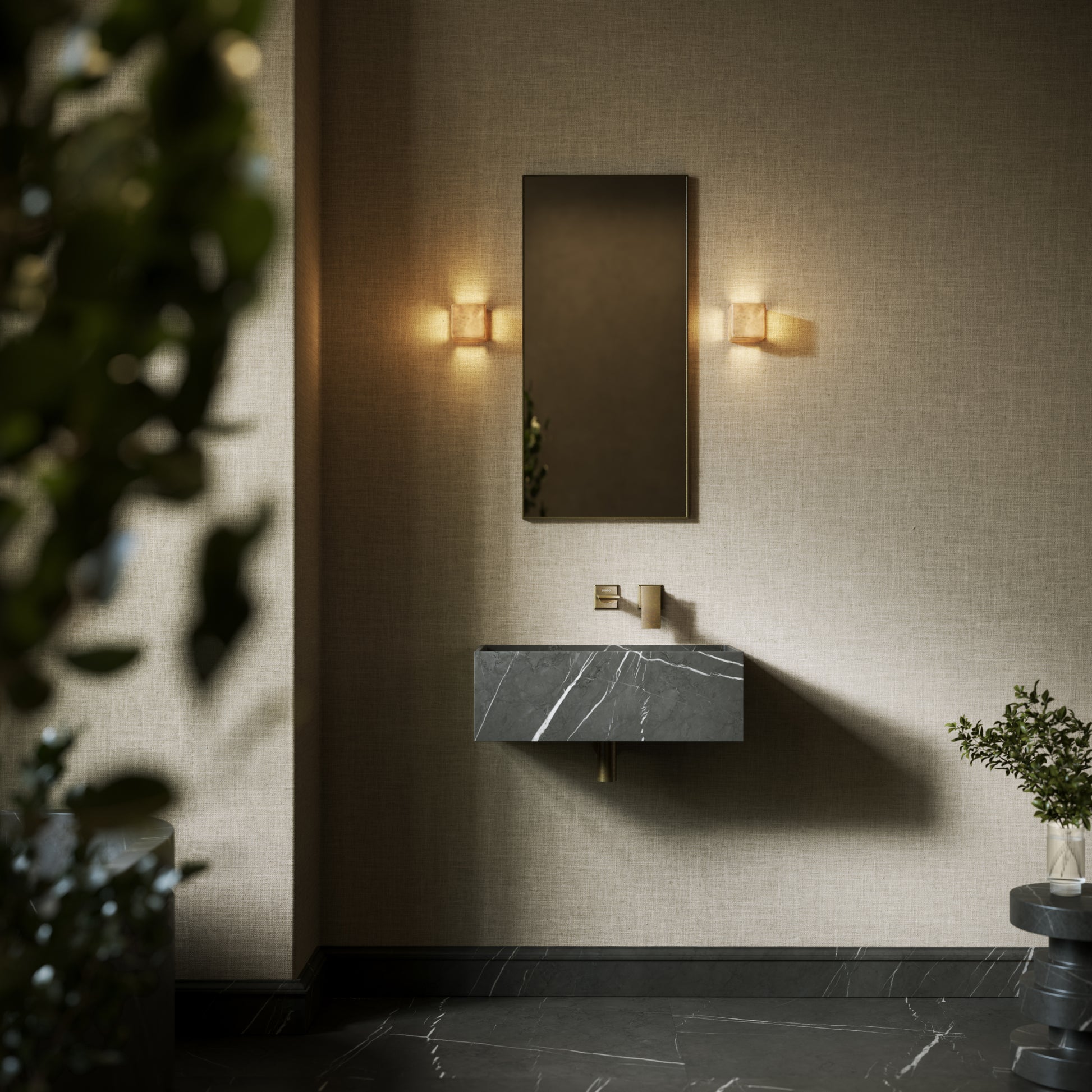 Tucci Pietra Grey Marble Wall Hung Basin 600mm
