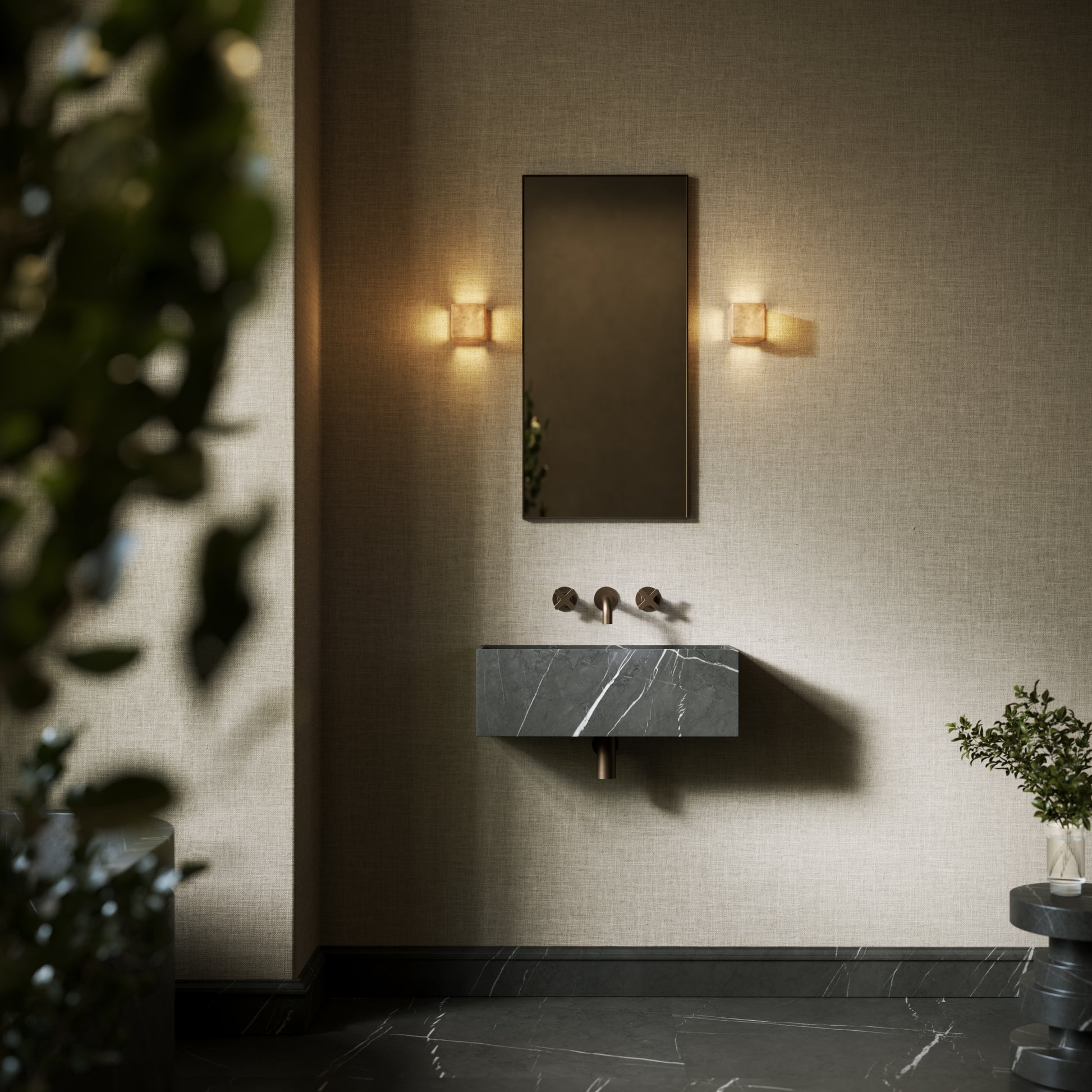 Tucci Pietra Grey Marble Wall Hung Basin 600mm