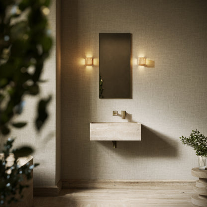 Tucci Travertine Stone Wall Hung Basin 600mm