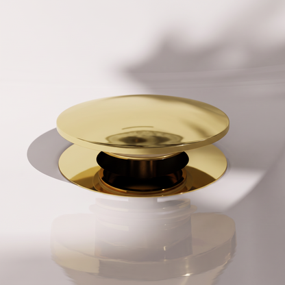Luxe Polished Brass Unslotted Click Clack Basin Waste