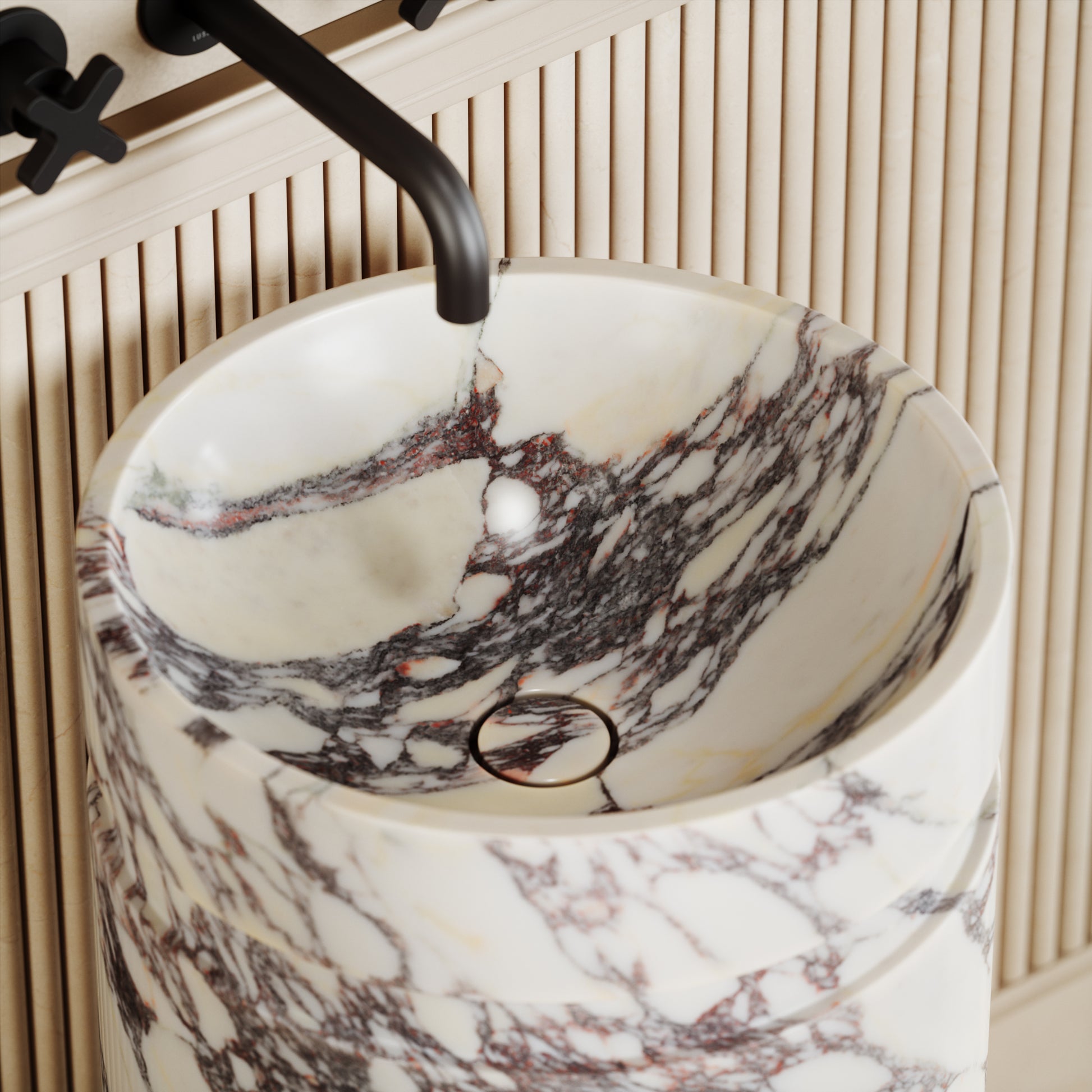 Vaso Calacatta Viola Marble Freestanding Basin 400mm