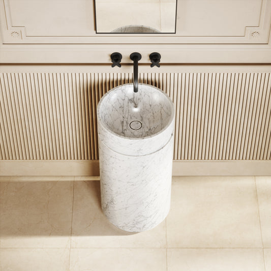 Vaso Carrara Marble Freestanding Basin 400mm
