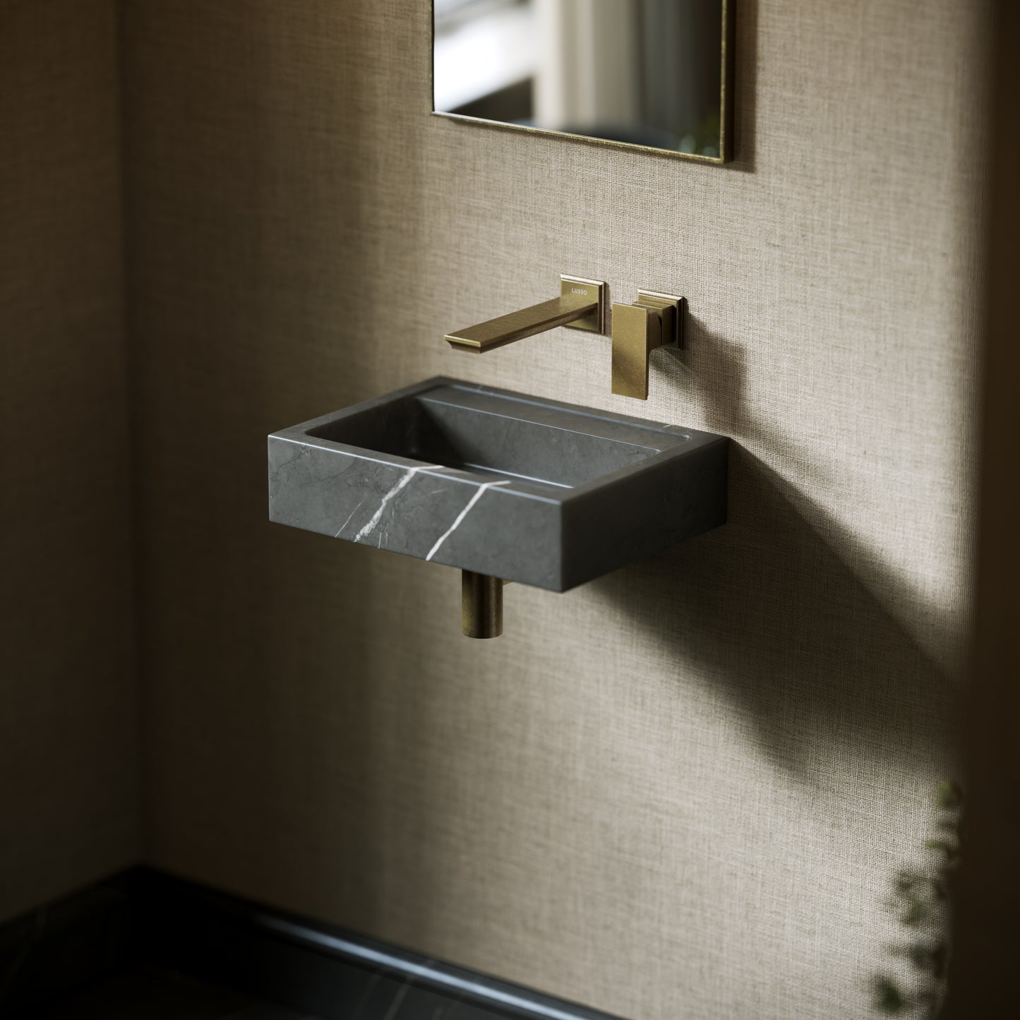 Via Pietra Grey Marble Wall Hung Basin 400mm V2