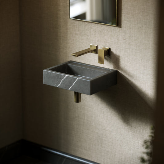 Via Pietra Grey Marble Wall Hung Basin 400mm V2