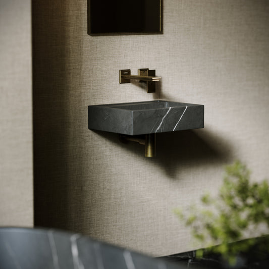 Via Pietra Grey Marble Wall Hung Basin 400mm V2
