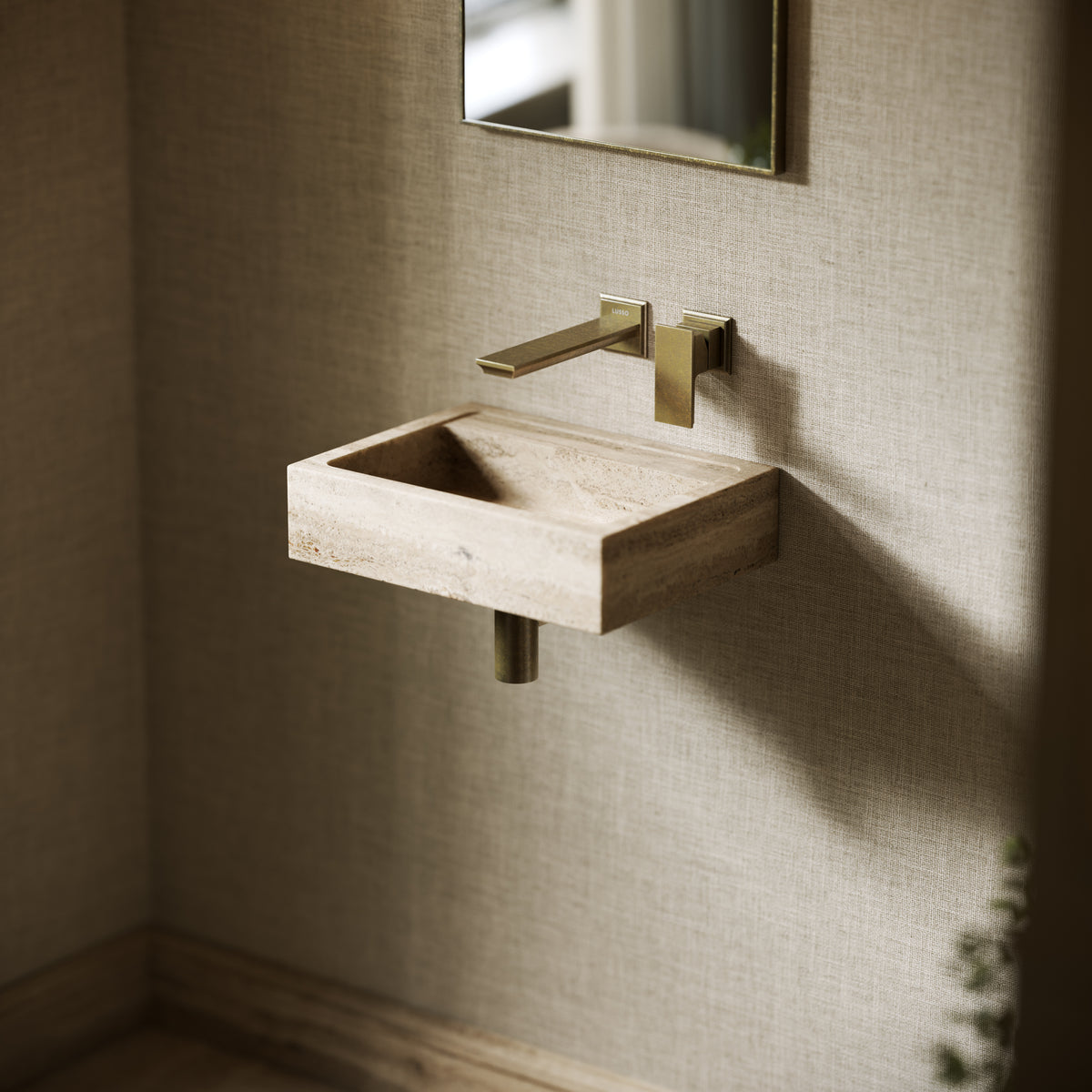 Via Travertine Stone Wall Hung Basin 400mm