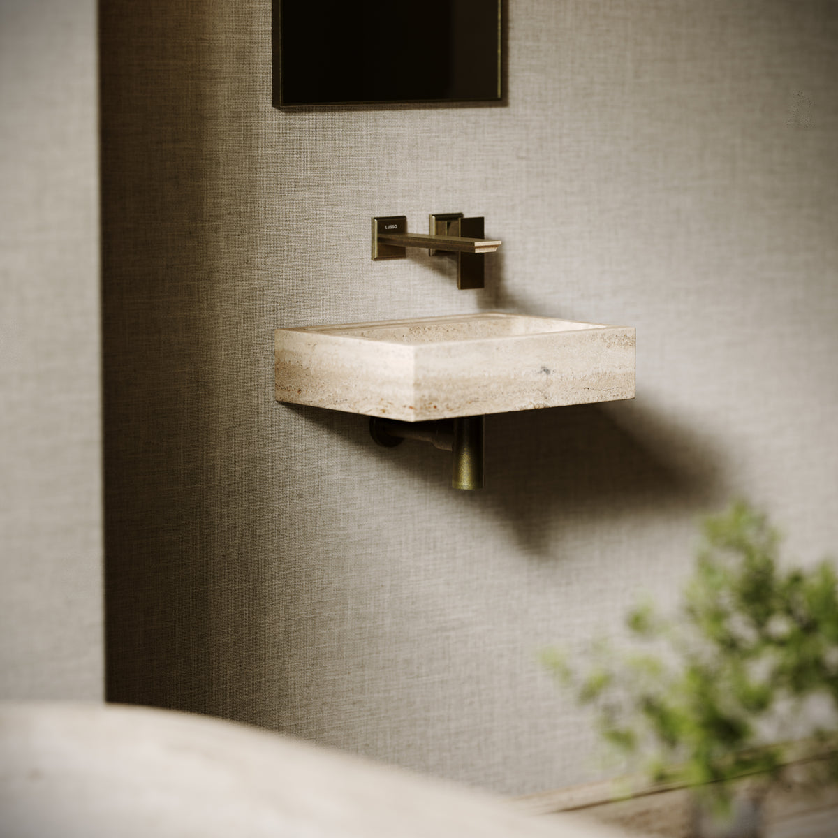 Via Travertine Stone Wall Hung Basin 400mm