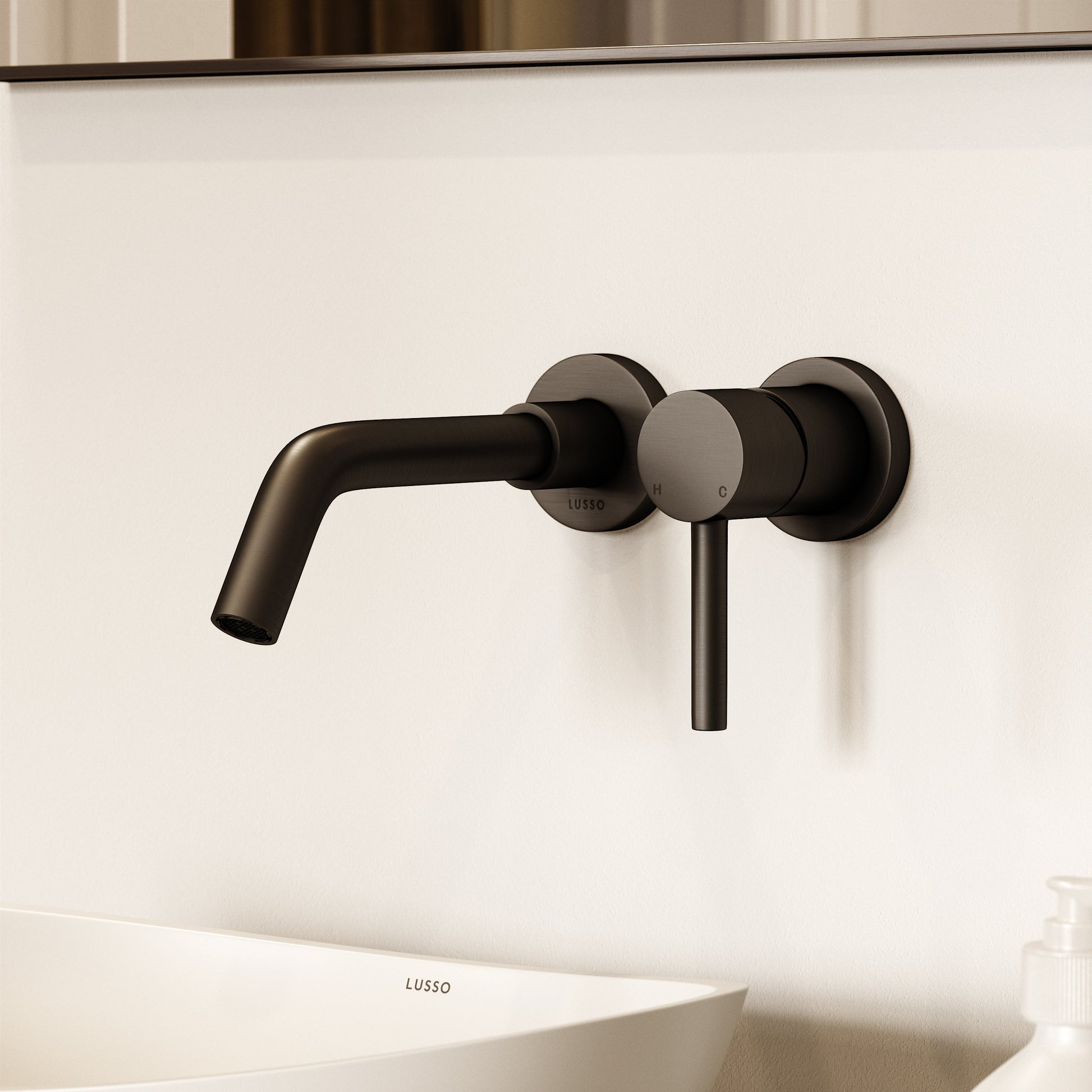 Luxe Wall Mounted Basin Mixer Tap Deep Bronze
