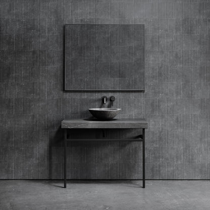 Lomazzo Pietra Grey Marble Countertop Matte Black Vanity Unit 1000mm