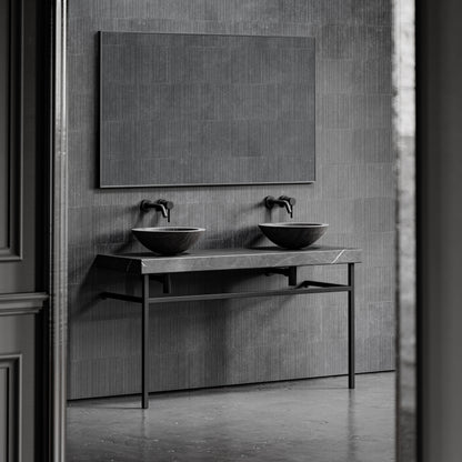 Lomazzo Pietra Grey Marble Countertop Matte Black Vanity Unit 1400mm