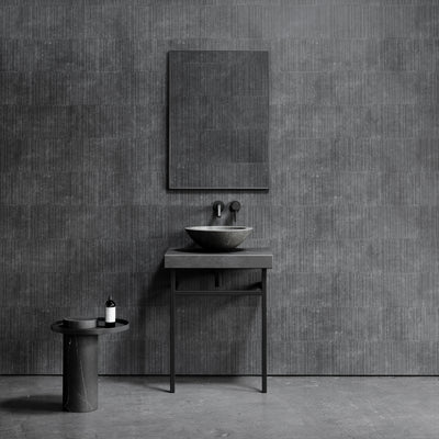 Lomazzo Pietra Grey Marble Countertop Matte Black Vanity Unit 600mm