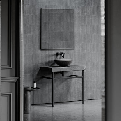 Lomazzo Pietra Grey Marble Countertop Matte Black Vanity Unit 800mm