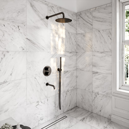 Luxe Deep Bronze 3 Way Thermostatic Shower with Handheld Shower & Bath Spout