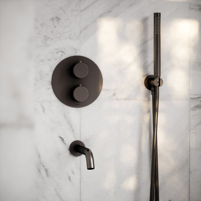 Luxe Deep Bronze 3 Way Thermostatic Shower with Handheld Shower & Bath Spout