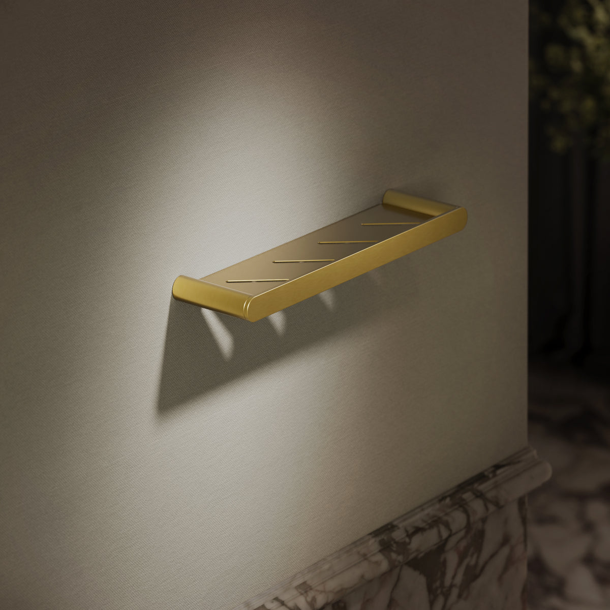 Luxe Brushed Gold Bathroom Shower Shelf