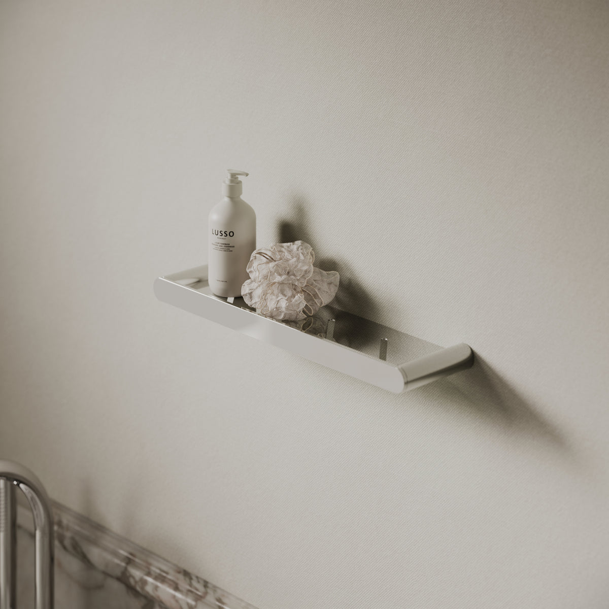 Luxe Chrome Bathroom Shower Storage Shelf