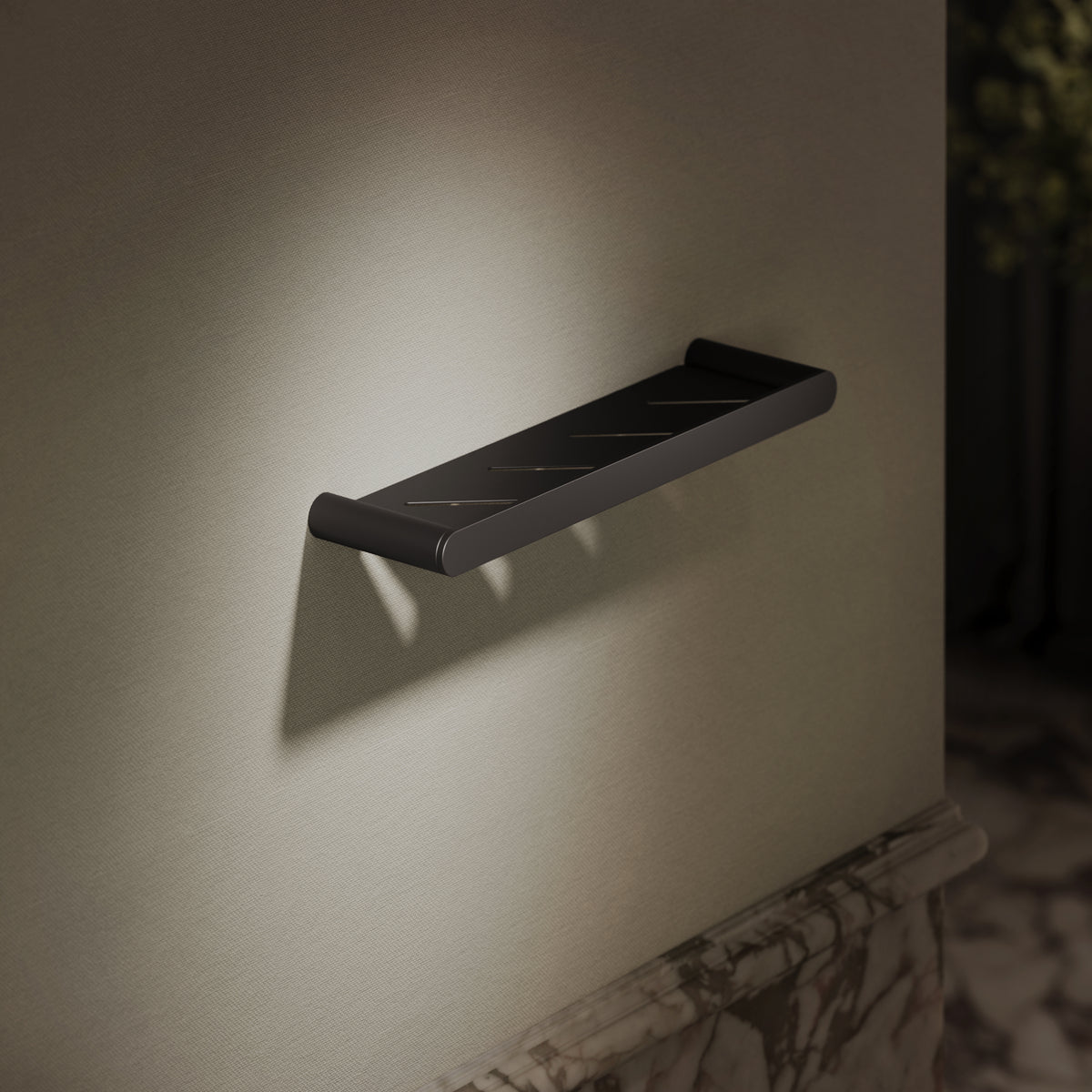 Luxe Matte Black Bathroom Shower Storage Shelf